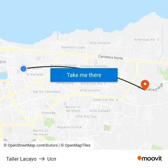 Taller Lacayo to Ucn map
