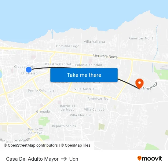 Casa Del Adulto Mayor to Ucn map