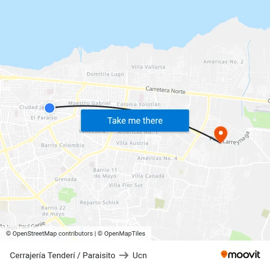 Cerrajería Tenderí / Paraisito to Ucn map