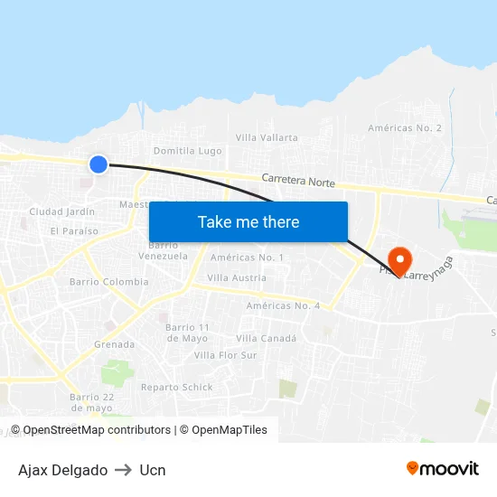Ajax Delgado to Ucn map