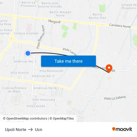 Upoli Norte to Ucn map