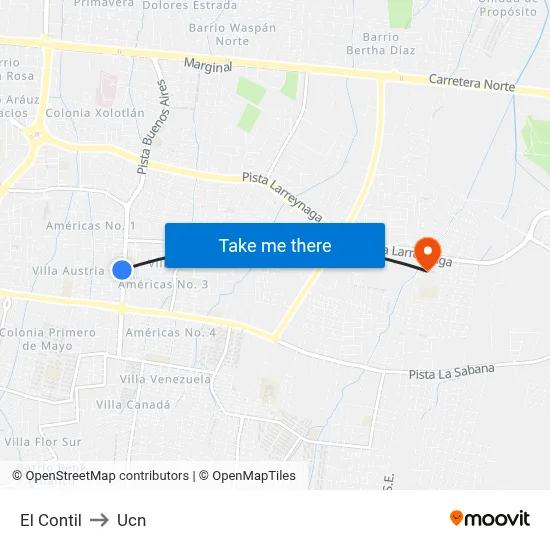 El Contil to Ucn map