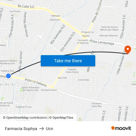 Farmacia Sophya to Ucn map