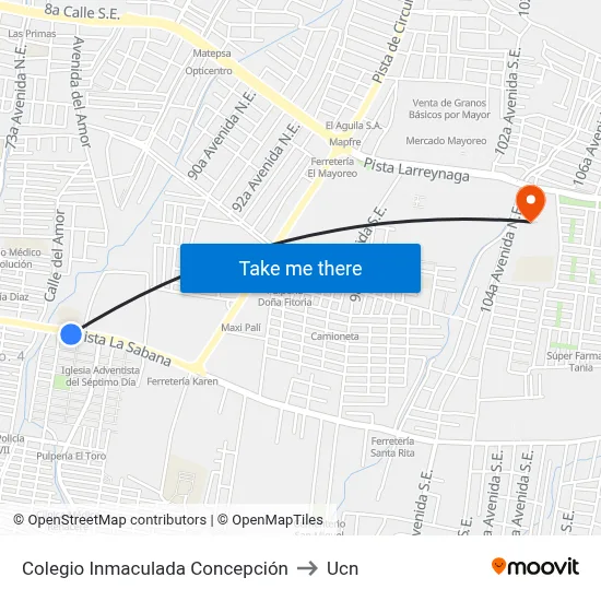 Colegio Inmaculada Concepción to Ucn map