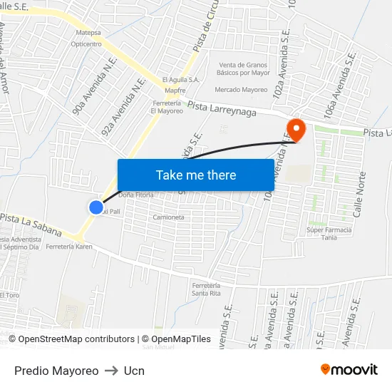 Predio Mayoreo to Ucn map