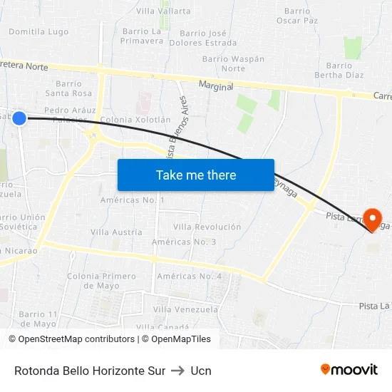 Rotonda Bello Horizonte Sur to Ucn map