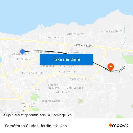 Semáforos Ciudad Jardín to Ucn map