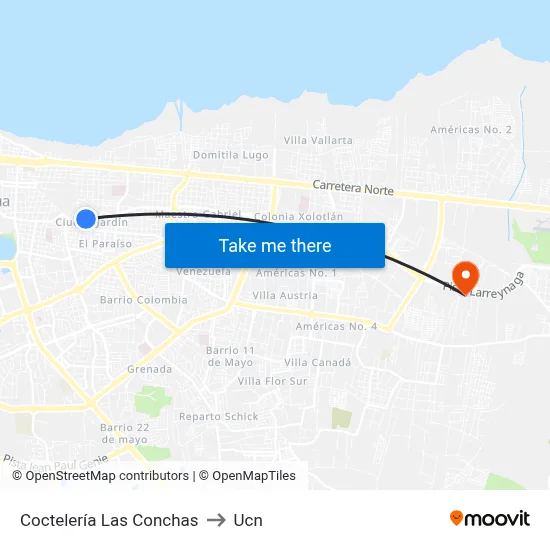 Coctelería Las Conchas to Ucn map