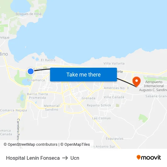 Hospital Lenín Fonseca to Ucn map