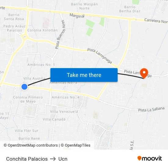 Conchita Palacios to Ucn map