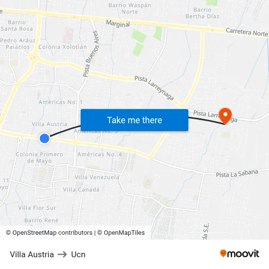 Villa Austria to Ucn map