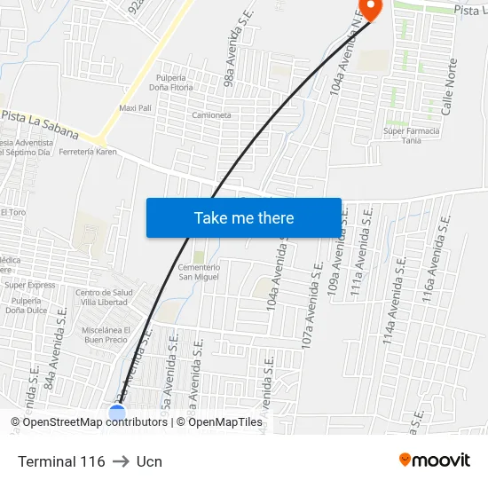 Terminal 116 to Ucn map