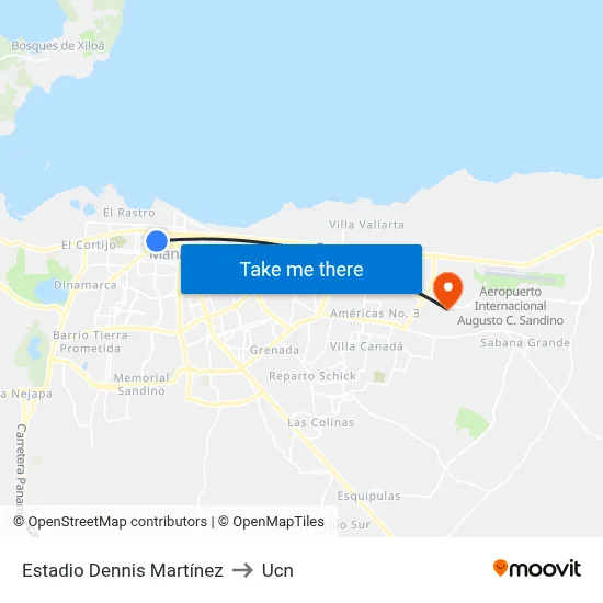 Estadio Dennis Martínez to Ucn map