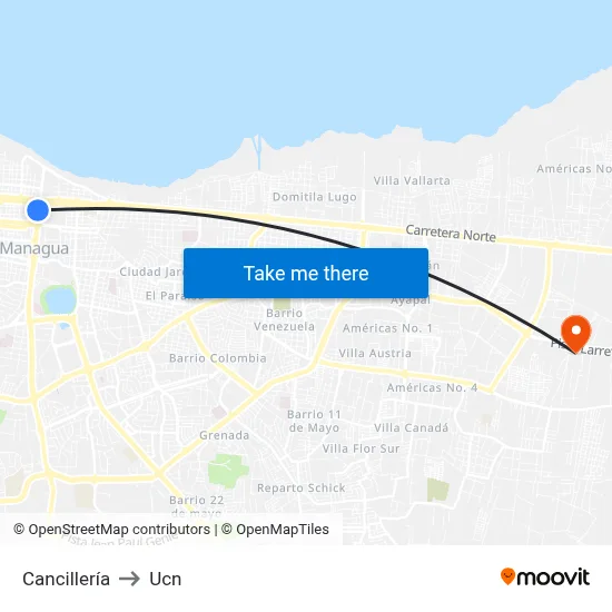 Cancillería to Ucn map