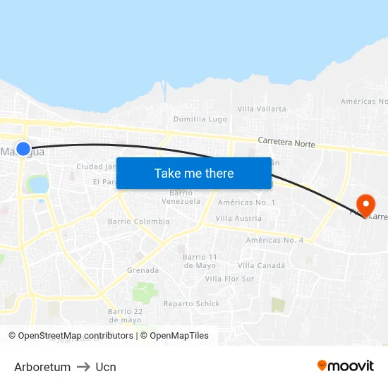 Arboretum to Ucn map