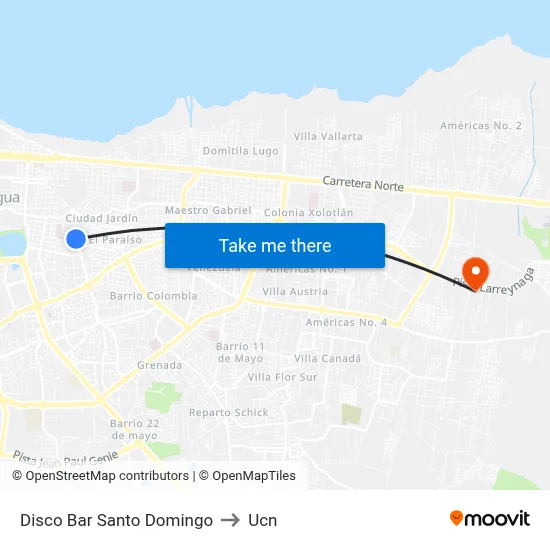 Disco Bar Santo Domingo to Ucn map