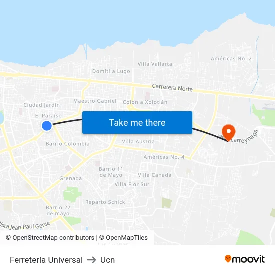 Ferretería Universal to Ucn map
