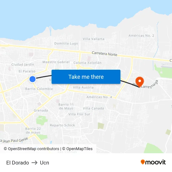 El Dorado to Ucn map
