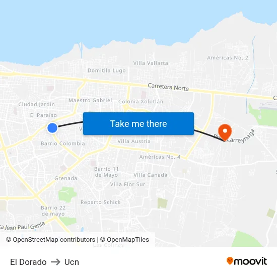 El Dorado to Ucn map