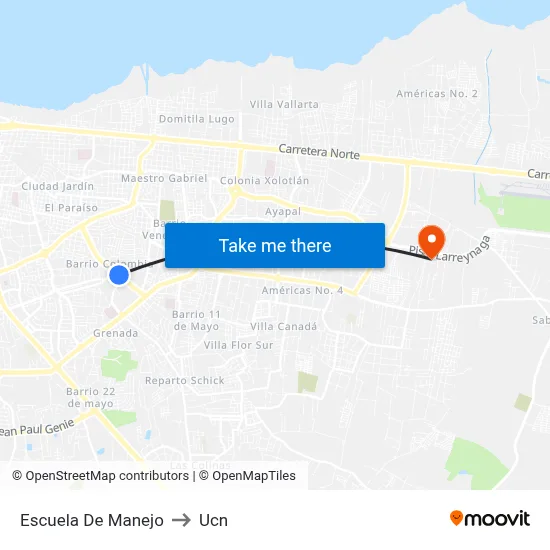 Escuela De Manejo to Ucn map
