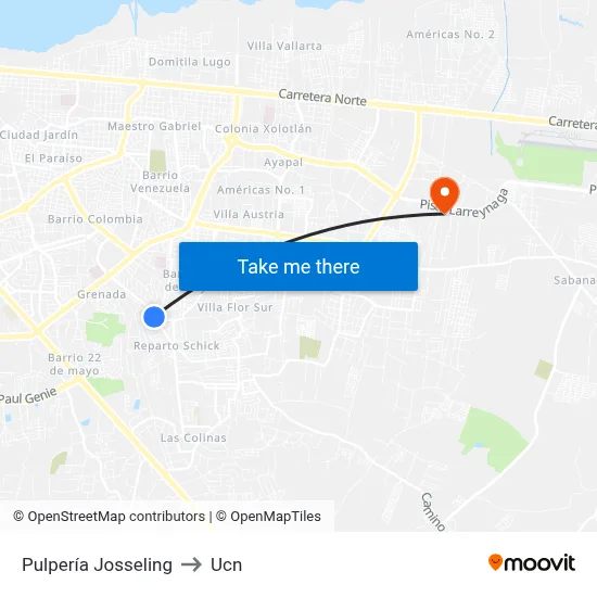 Pulpería Josseling to Ucn map