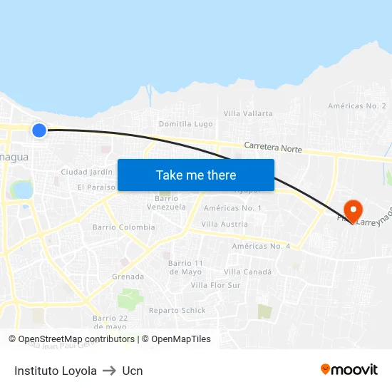 Instituto Loyola to Ucn map