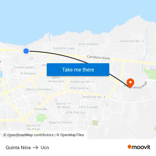 Quinta Nina to Ucn map