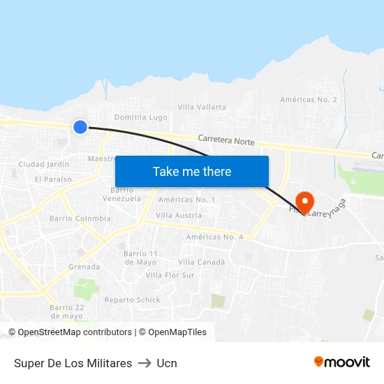 Super De Los Militares to Ucn map