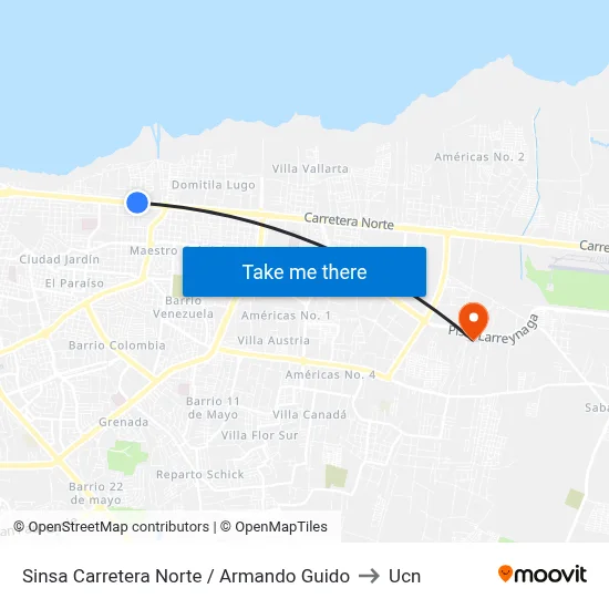 Sinsa Carretera Norte / Armando Guido to Ucn map