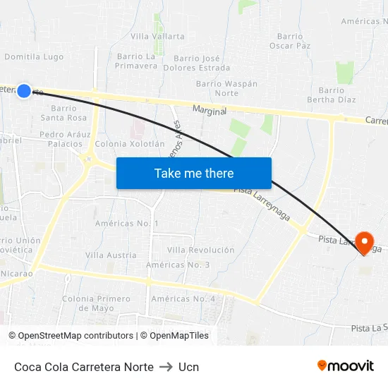 Coca Cola Carretera Norte to Ucn map