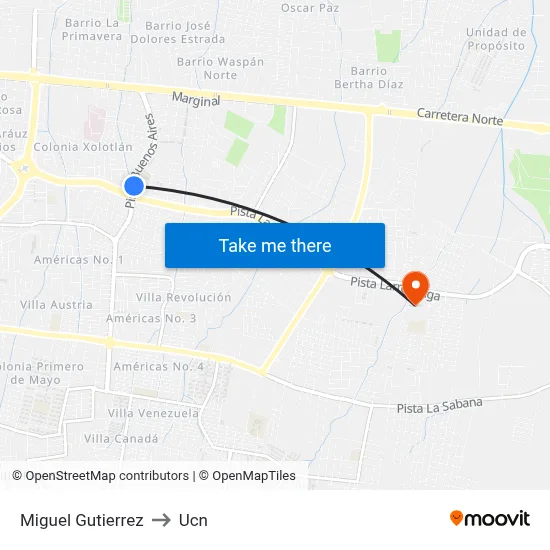 Miguel Gutierrez to Ucn map