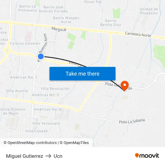Miguel Gutierrez to Ucn map