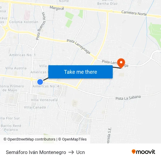 Semáforo Iván Montenegro to Ucn map