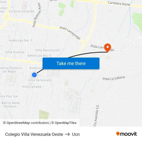 Colegio Villa Venezuela Oeste to Ucn map