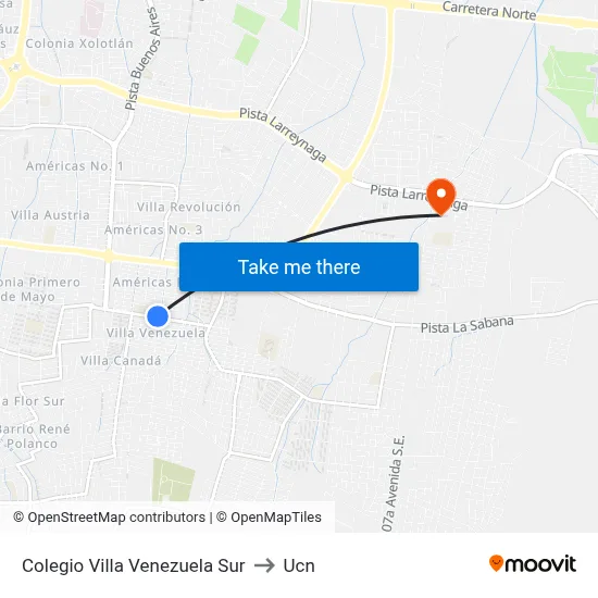 Colegio Villa Venezuela Sur to Ucn map