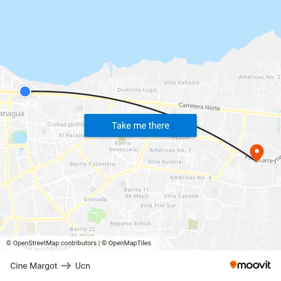 Cine Margot to Ucn map