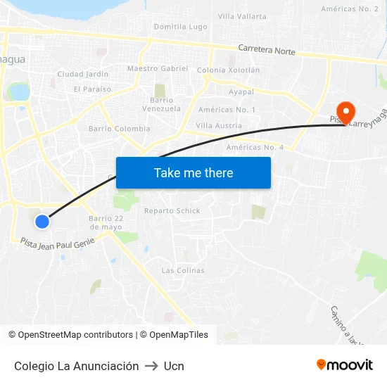 Colegio La Anunciación to Ucn map