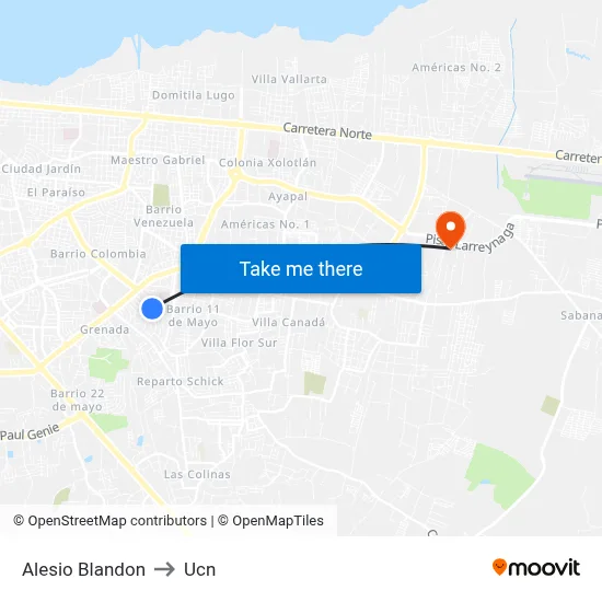 Alesio Blandon to Ucn map