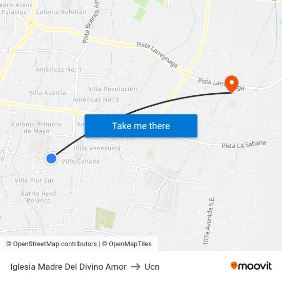 Iglesia Madre Del Divino Amor to Ucn map