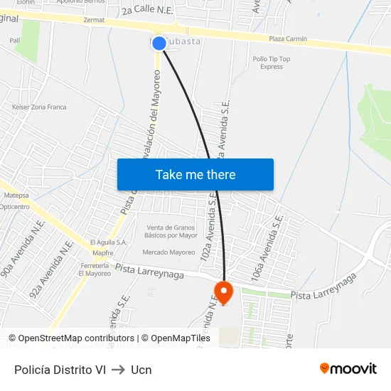 Policía Distrito VI to Ucn map