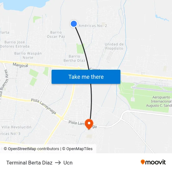 Terminal Berta Diaz to Ucn map