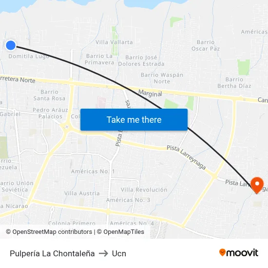 Pulpería La Chontaleña to Ucn map