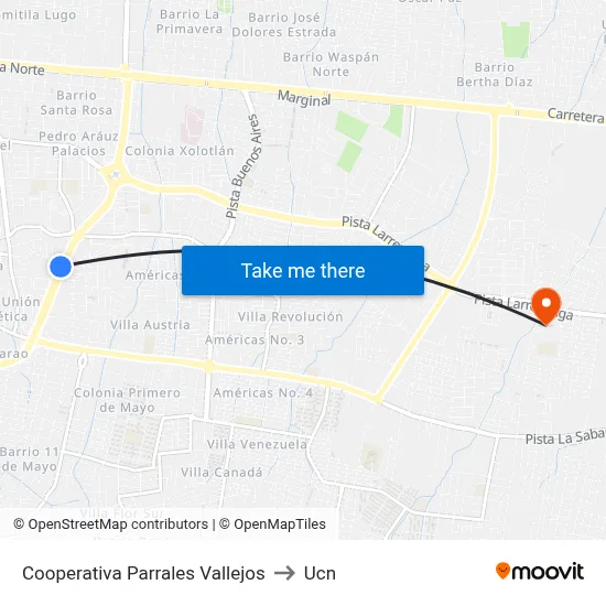 Cooperativa Parrales Vallejos to Ucn map
