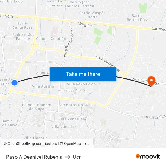 Paso A Desnivel Rubenia to Ucn map