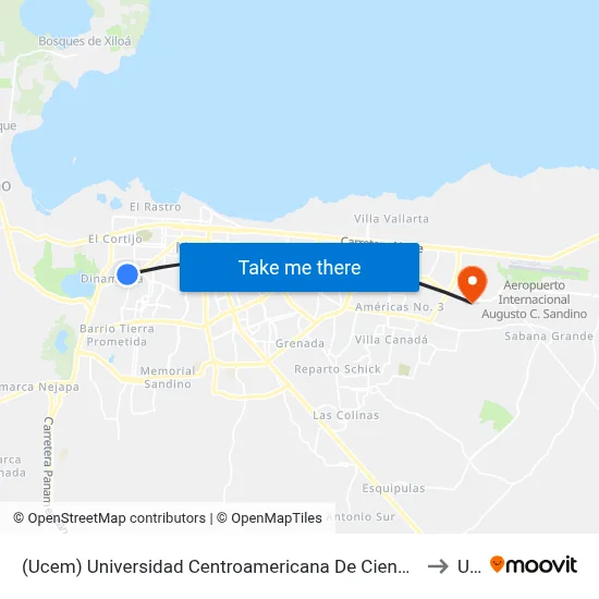 (Ucem) Universidad Centroamericana De Ciencias Empresariales to Ucn map