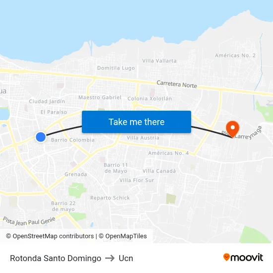 Rotonda Santo Domingo to Ucn map