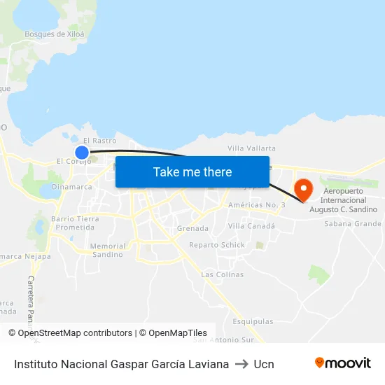Instituto Nacional Gaspar García Laviana to Ucn map
