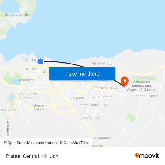 Plantel Central to Ucn map