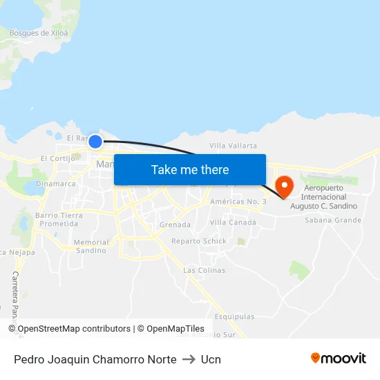 Pedro Joaquin Chamorro Norte to Ucn map