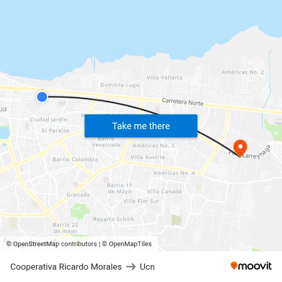 Cooperativa Ricardo Morales to Ucn map